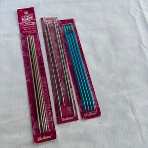 NEW Susan Bates Silvalume LOT Double Point Knitting Needles Set Silver Blue 7in